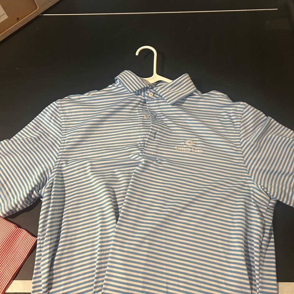Vineyard Vines Blue and White Striped Polo Shirt